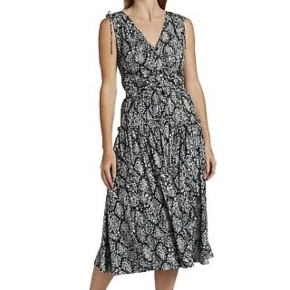 Proenza Schouler | White Label Black Blue Snak Print Button Front Midi Dress 12 - Picture 1 of 12